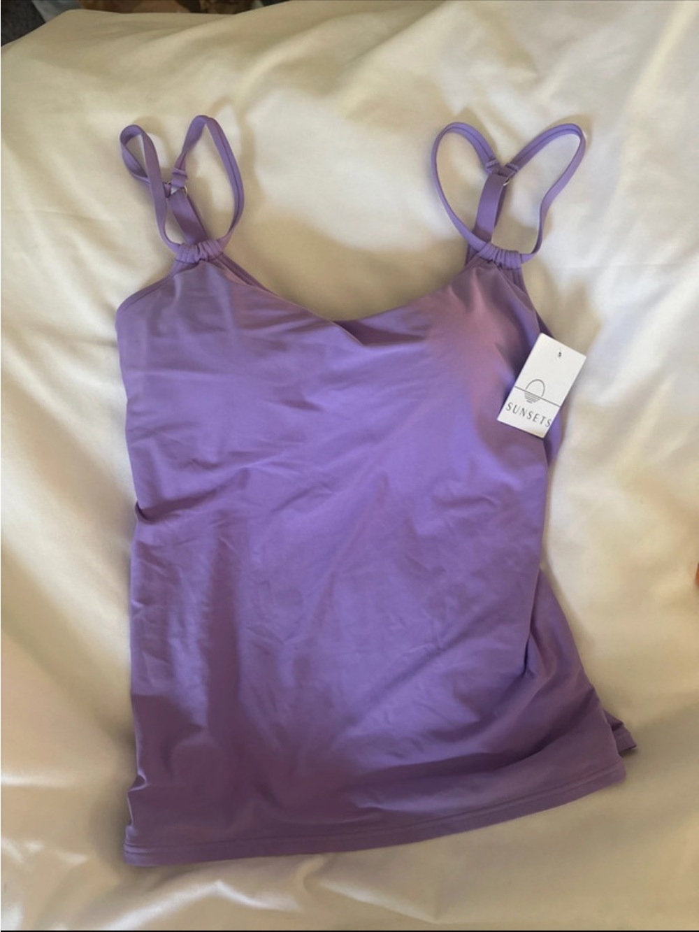 ORG $90 Sunsets Women's Lavender Spaghetti Strap Tank Top